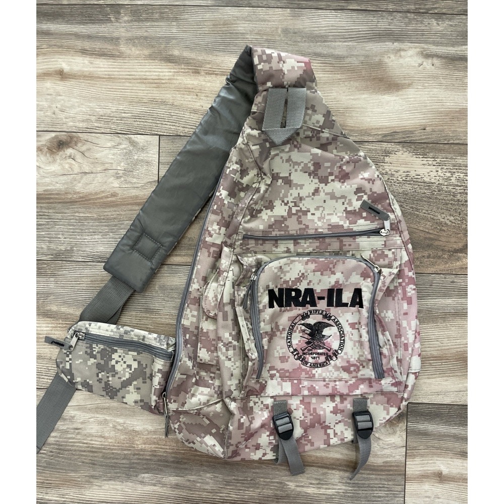 NRA-ILA Digital Camo Sling Backpack Mens Small Nylon Tactical Bag Multicolor